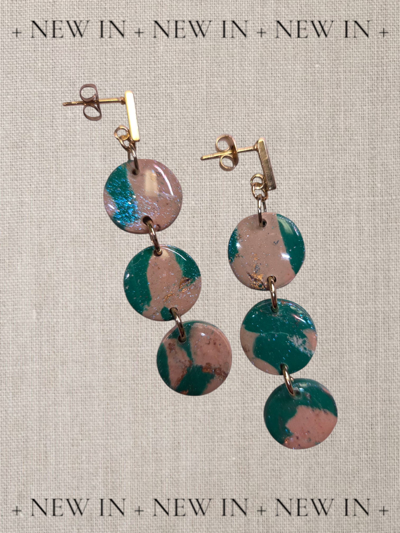 Triple Teal Flame Earrings