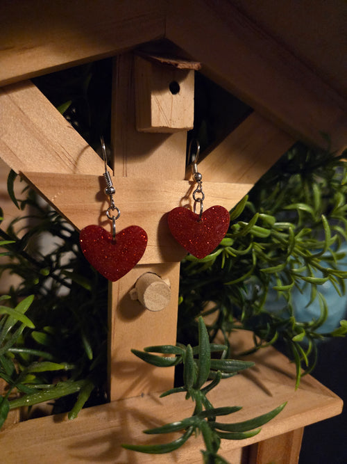 Red Heart Dangle Earrings