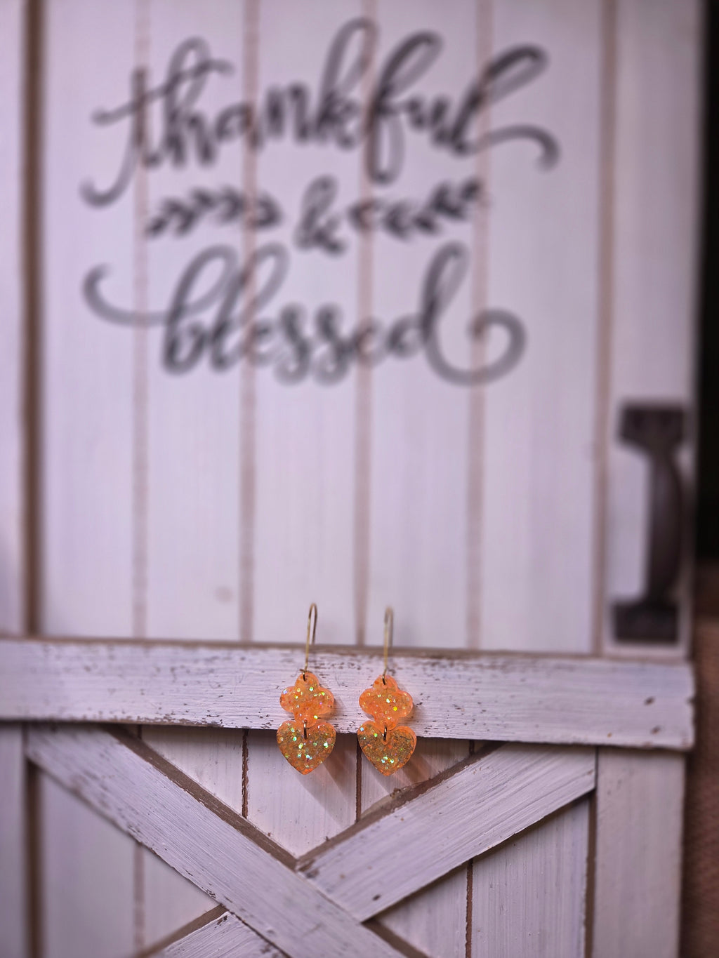 Clover Heart Dangle Resin Earrings