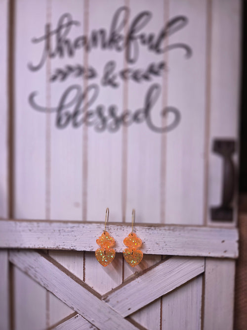 Clover Heart Dangle Resin Earrings