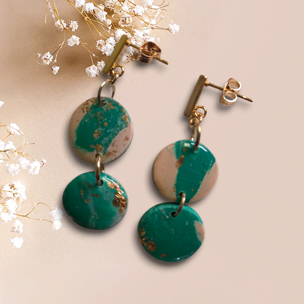 Teal Flame Stud Earrings