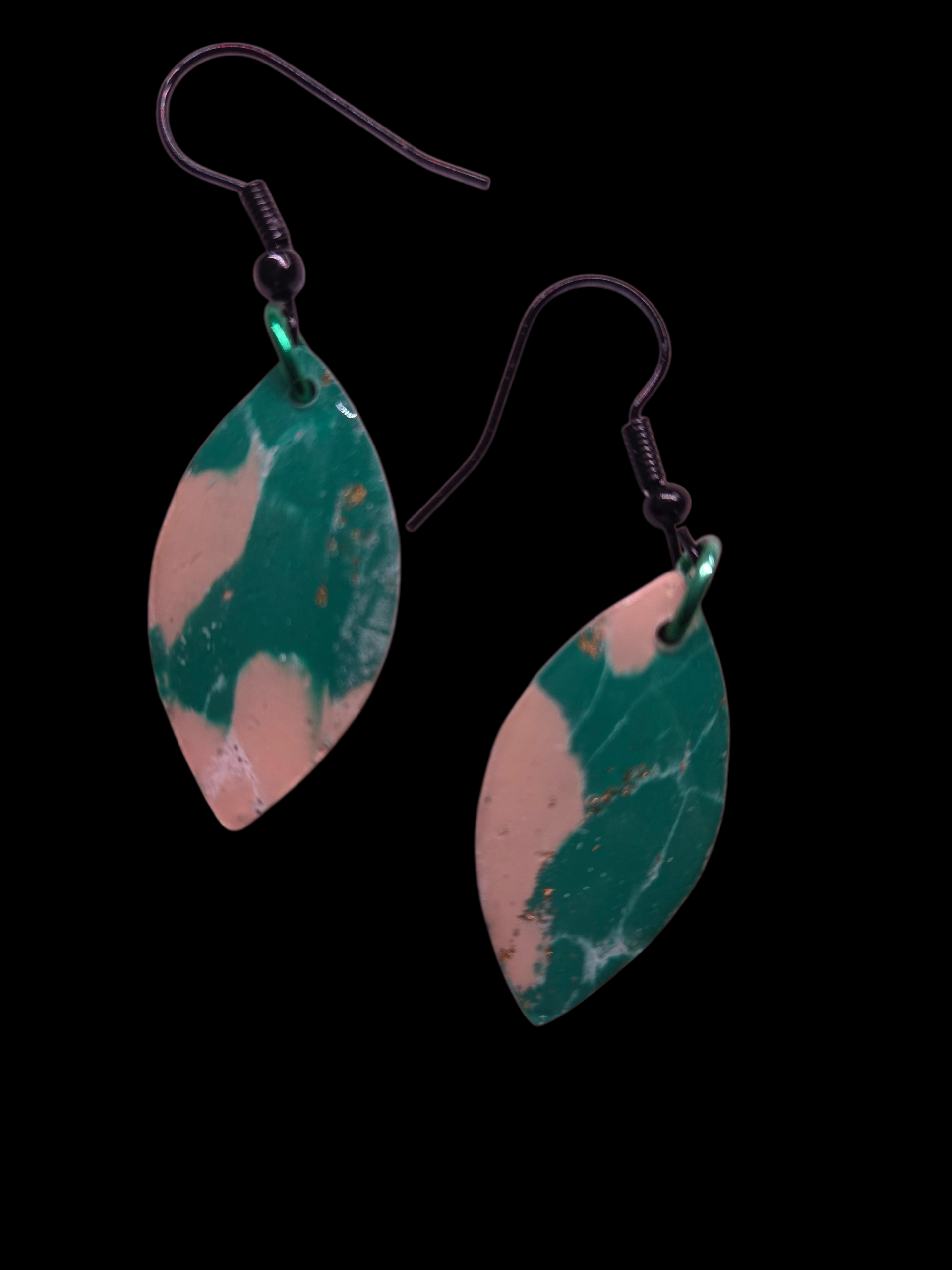 Teal Flame Leaf Earrings