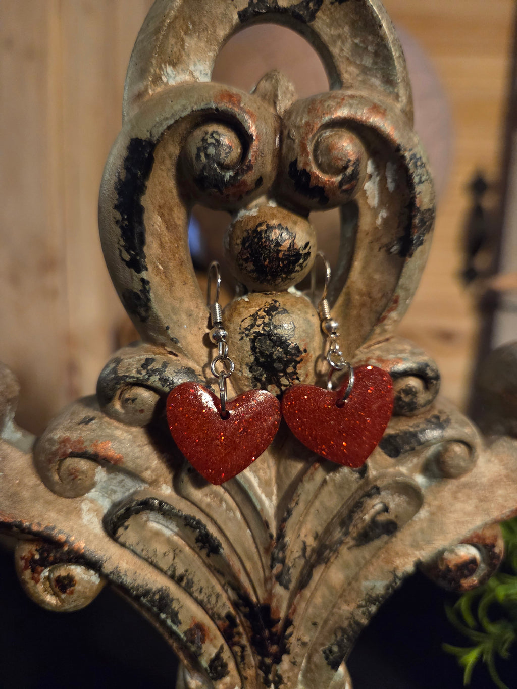 Red Heart Dangle Earrings