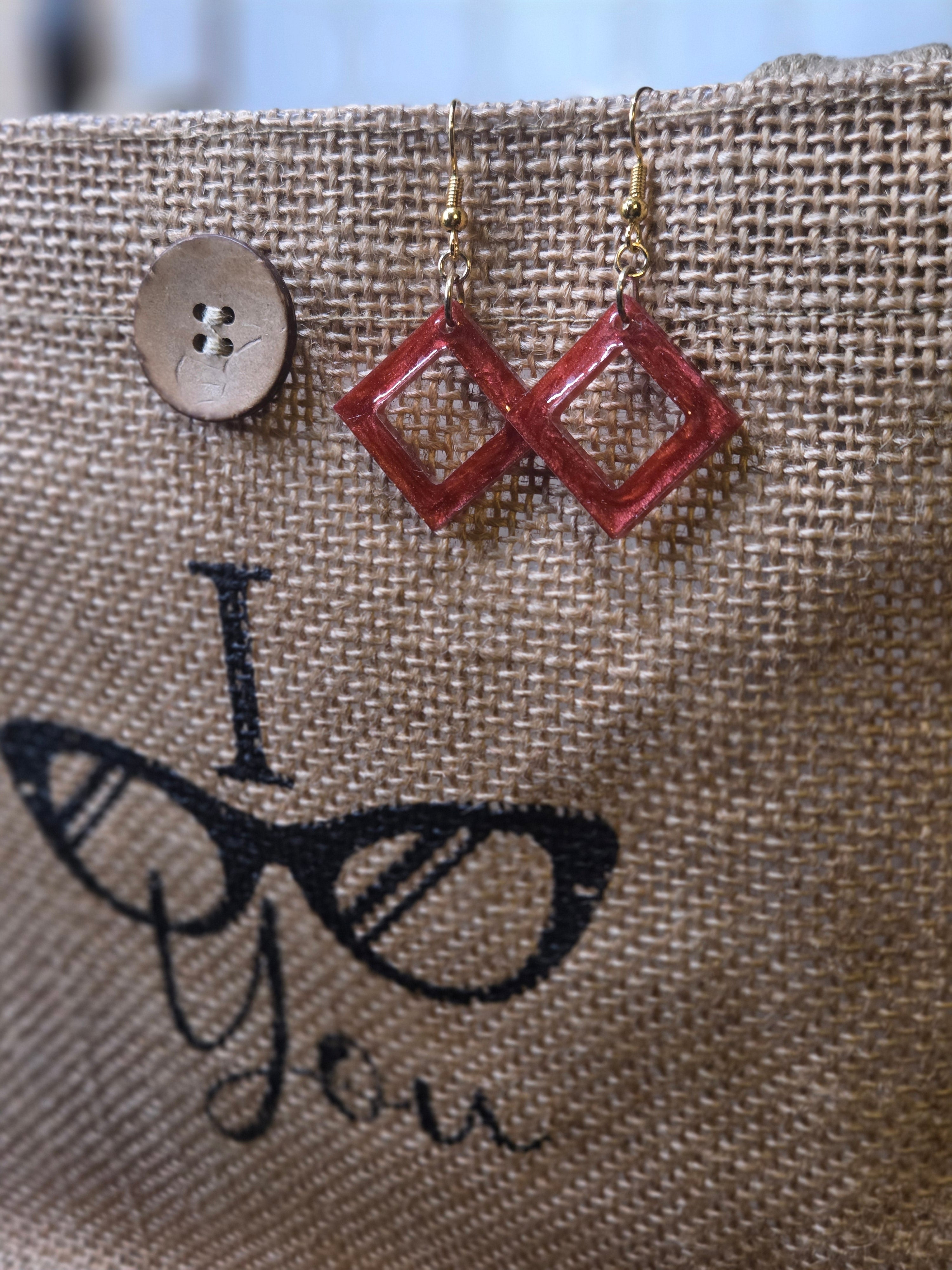 Copper Red Diamond Dangle earrings