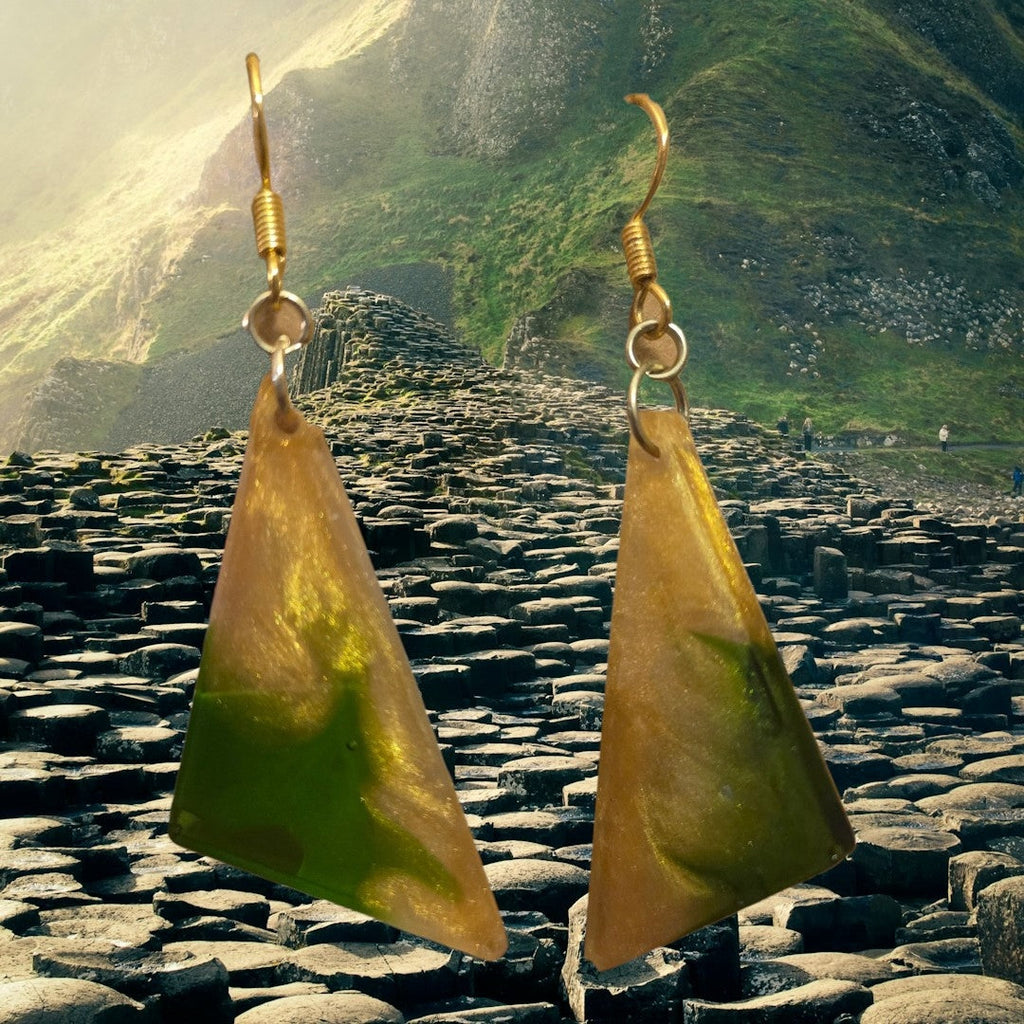 Giant's Gold Triangle Resin Earrings