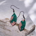 Teal Flame Leaf Earrings