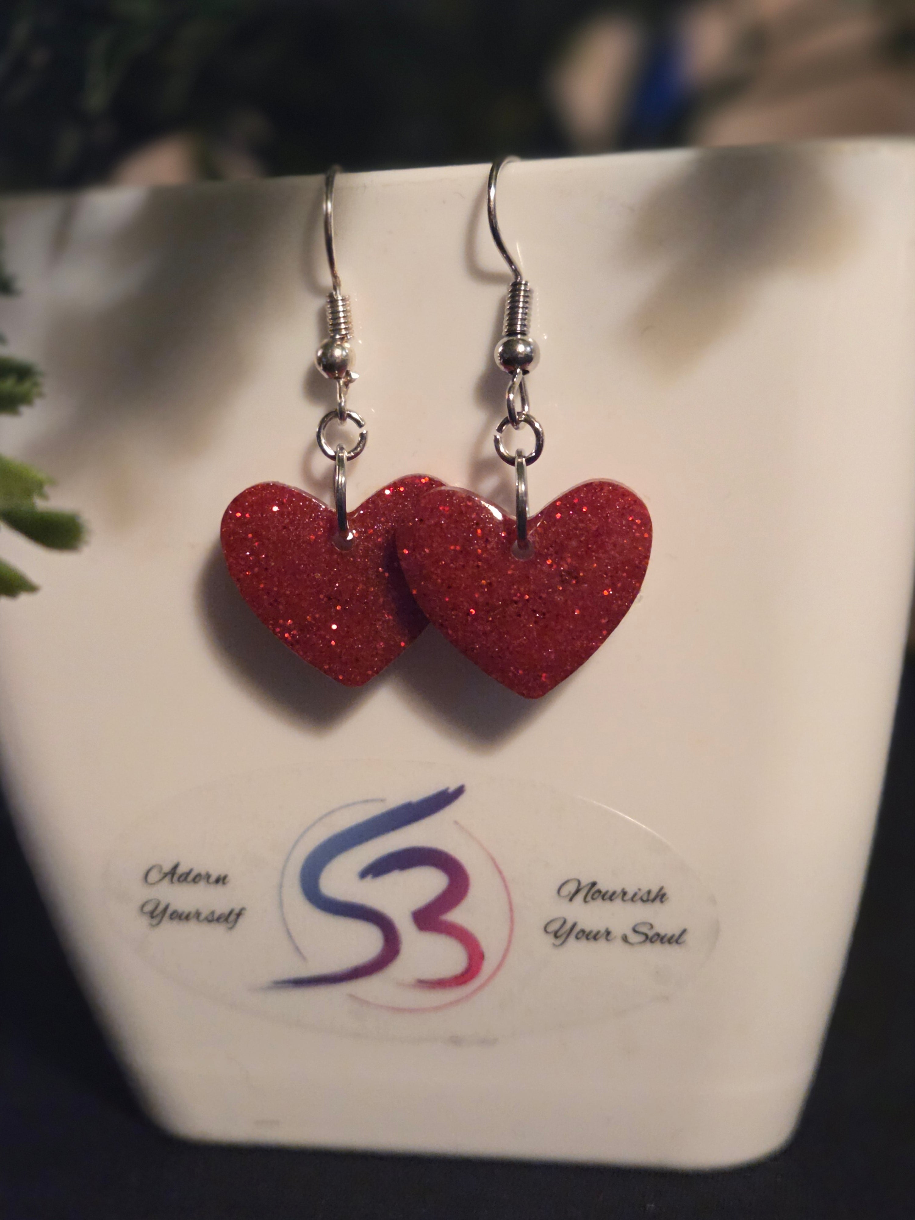 Red Heart Dangle Earrings